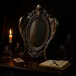 Alchemy Gothic “My Soul From the Shadow” Mirror – Raven Resin Wall Decor | Goth